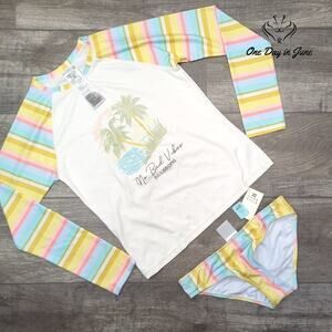 Billabong Girl's Stoked on Sun Rash Guard Set Size 14